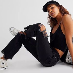 17. Free People Maggie Mid-Rise Straight-Leg Jeans in Washed Black